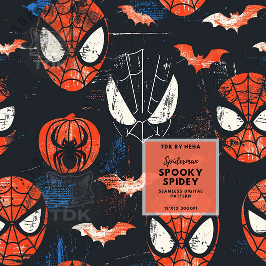 Instant Download - Halloween Spooky Spidey Seamless Digital Paper for Fabric Printing