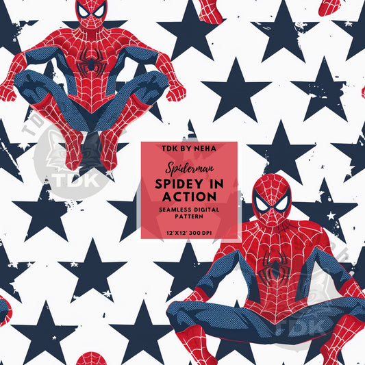 Instant Download - Spidey in Action Seamless Digital Paper for Fabric Printing