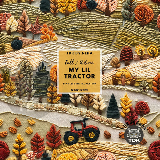 Fall Farm Tractor Seamless JPG