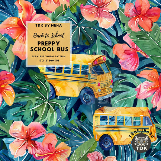 Instant Download - BTS Preppy School Bus Seamless JPG