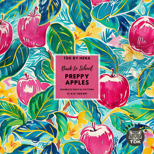 Instant Download - BTS Preppy Apples Seamless JPG