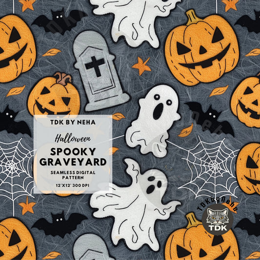 Halloween Spooky Graveyard Seamless JPG