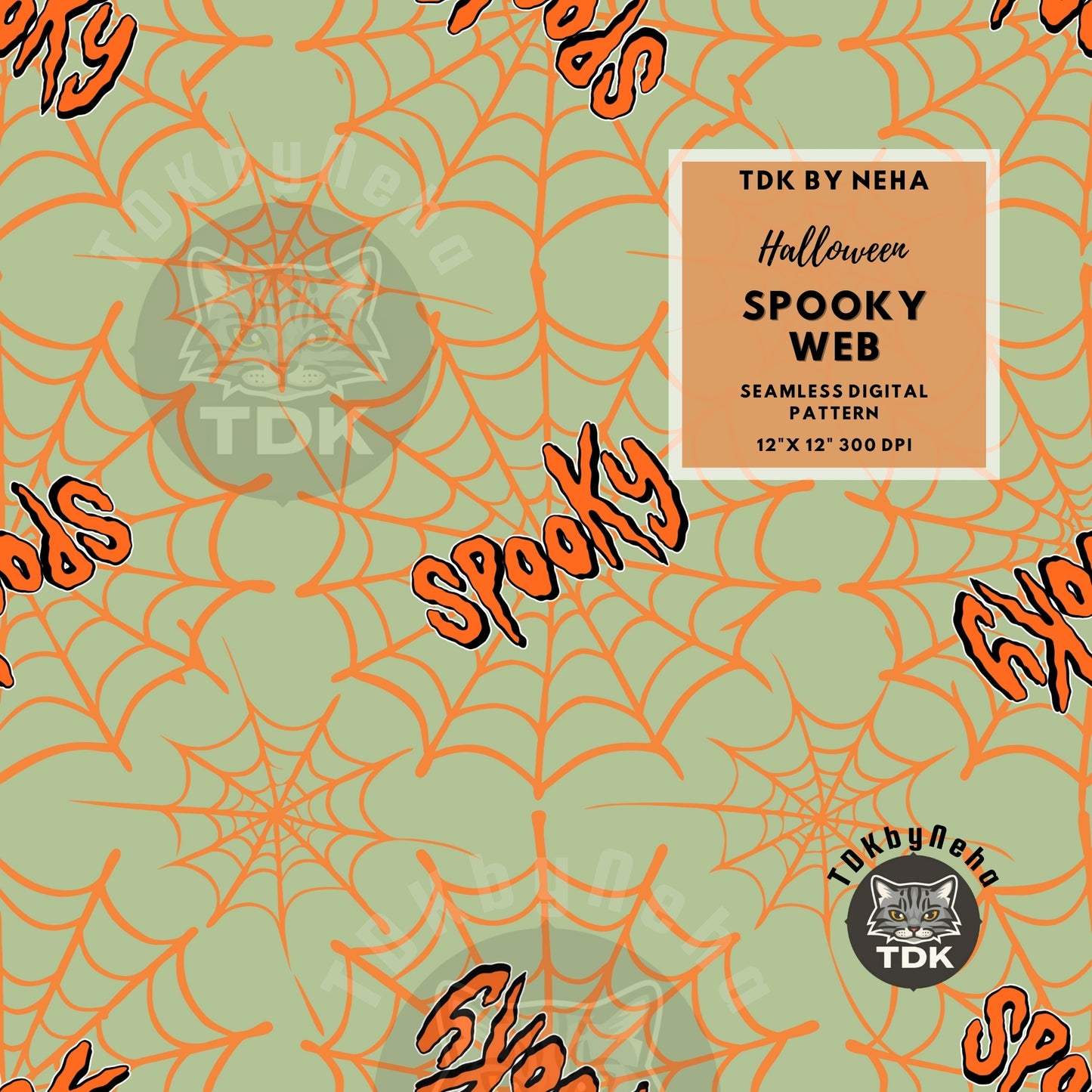 Instant Download - Spooky Orange Web Seamless JPG