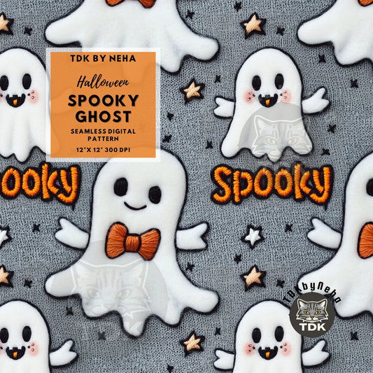 Halloween Spooky One Ghost Neutral Seamless JPG