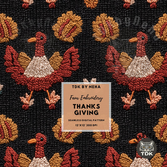 Fall Thanksgiving Boho Turkey Seamless JPG