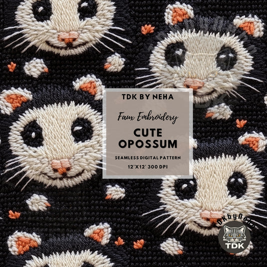 Cute Boho Fall Opossum Seamless JPG