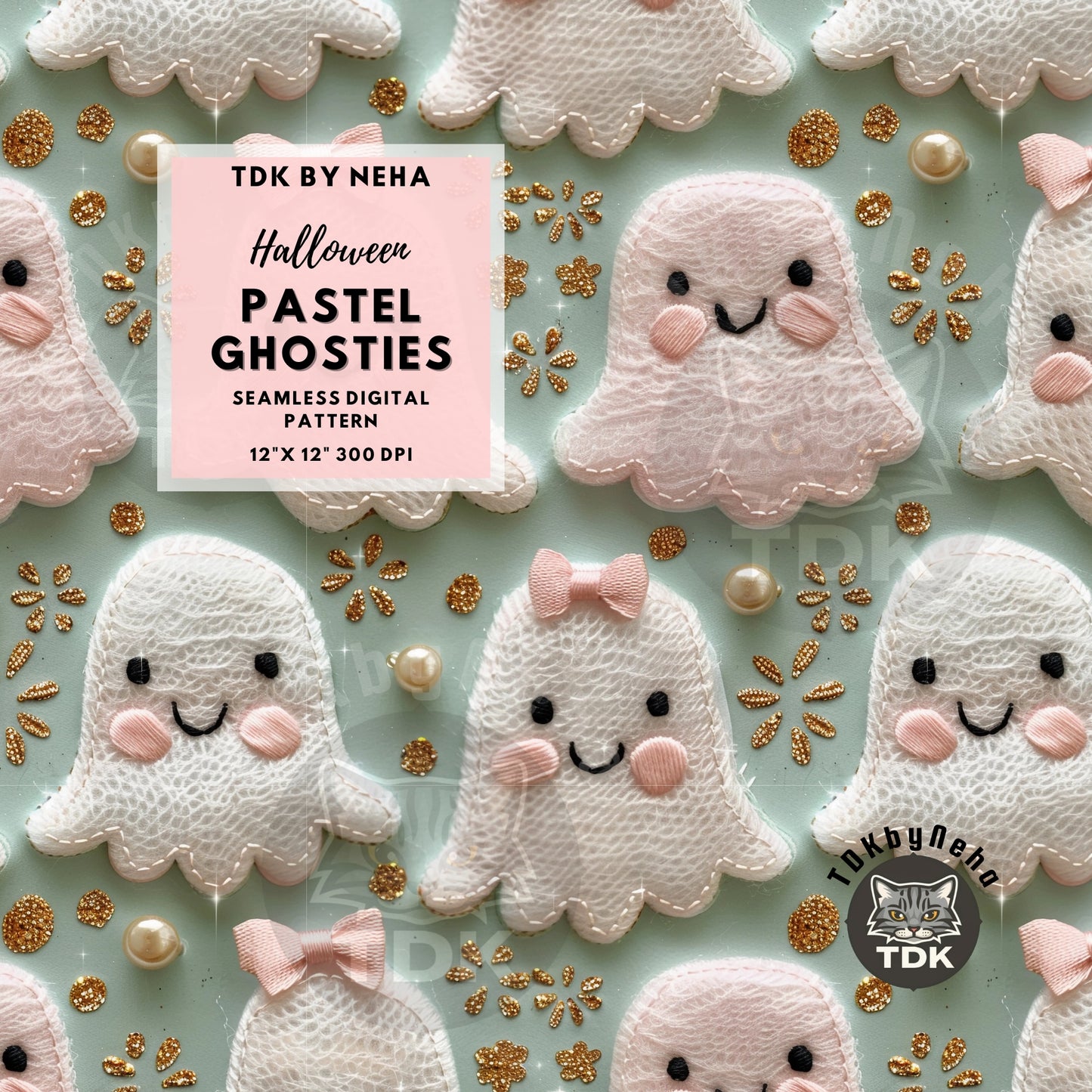 Halloween Pastel Ghosties Seamless JPG