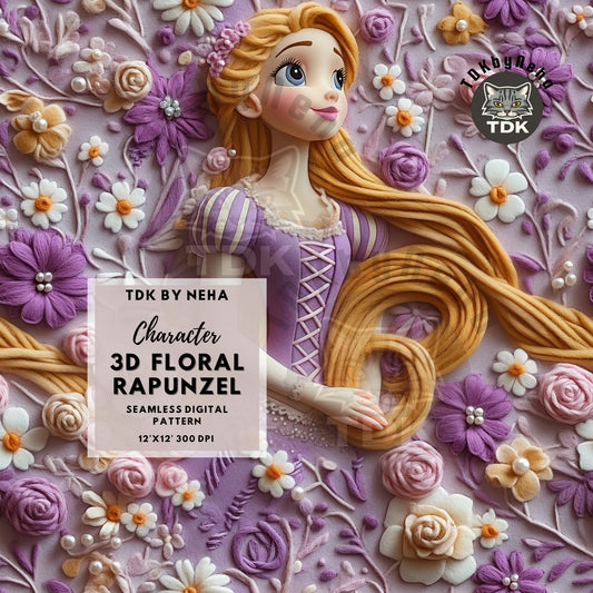 Website Exclusive - 3D Floral Purple Princess Seamless Design