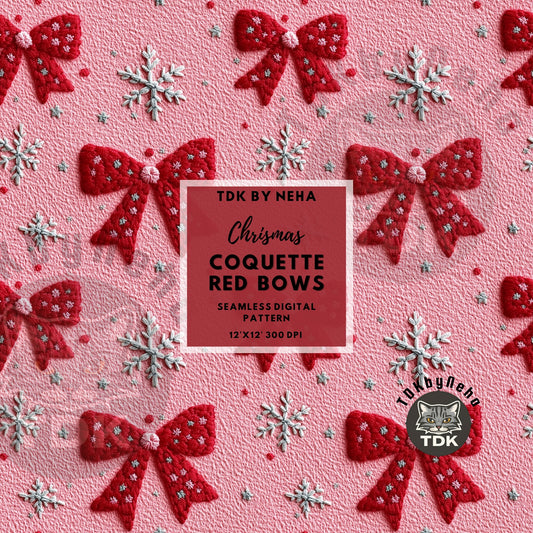 Group Exclusive - Christmas Coquette Red Bow Seamless