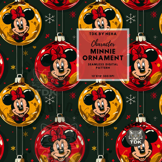 Website Exclusive - Christmas Cute Minnie Mouse Ornament Seamless