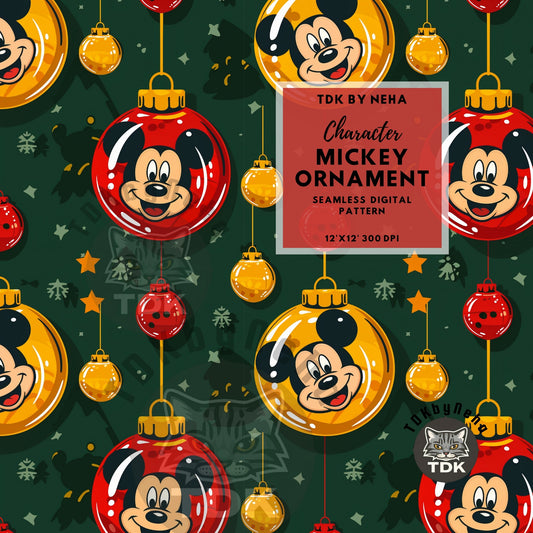 Website Exclusive - Christmas Cute Mick-ey Mouse Ornament Seamless