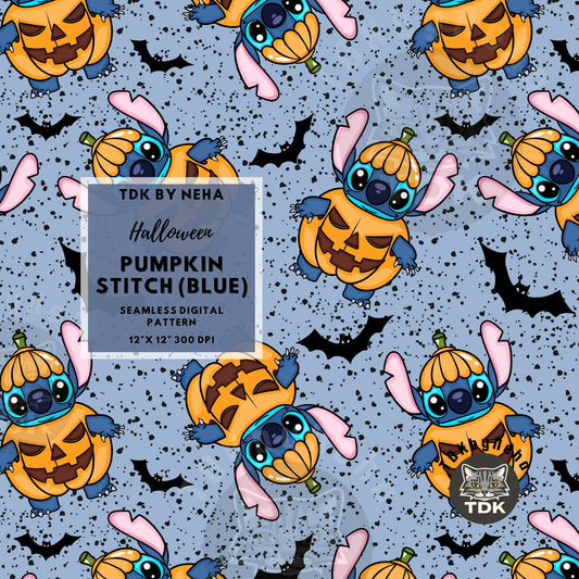 Website Exclusive - Halloween Pumpkin Stitch Seamless JPG Blue