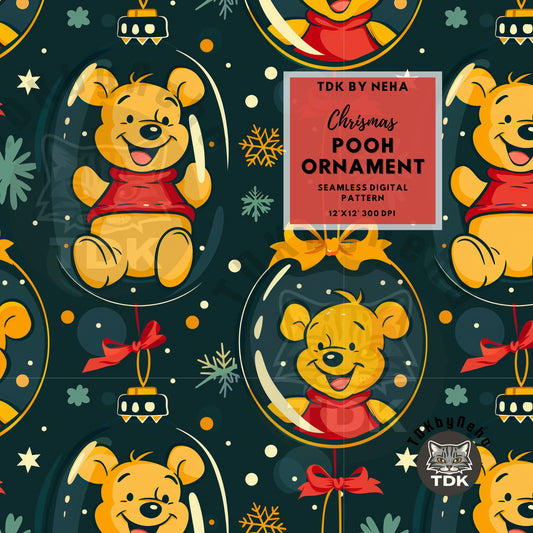 Website Exclusive - Christmas Cute Pooh Bear Ornament Seamless