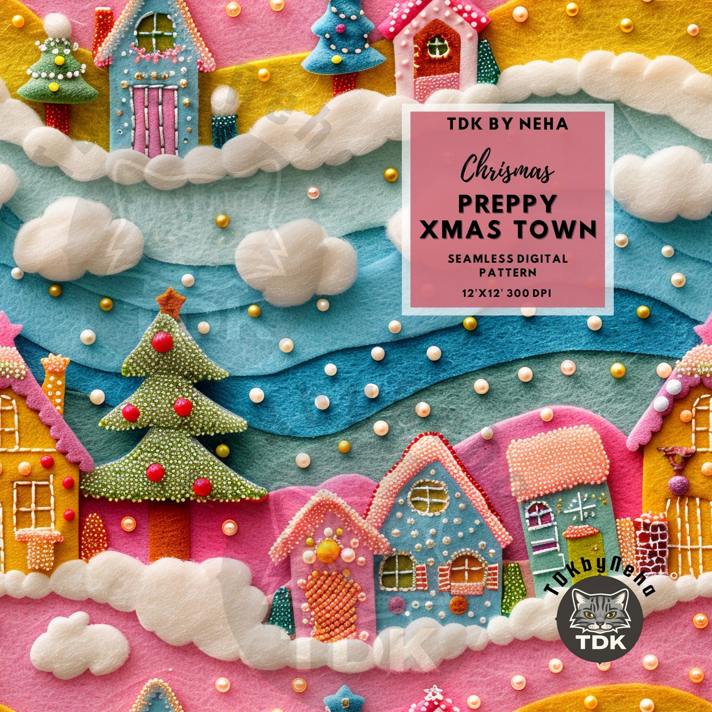 Preppy Christmas Town Seamless JPG