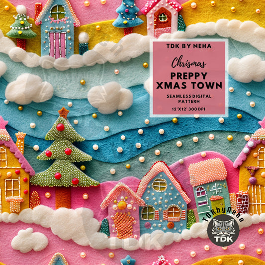 Preppy Christmas Town Seamless JPG