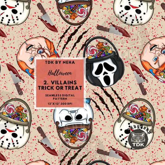 Website Exclusive - Halloween Horror Villains Trick or Treat Seamless JPG (knife)