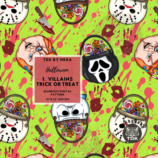 Website Exclusive - Halloween Horror Villains Trick or Treat Seamless JPG