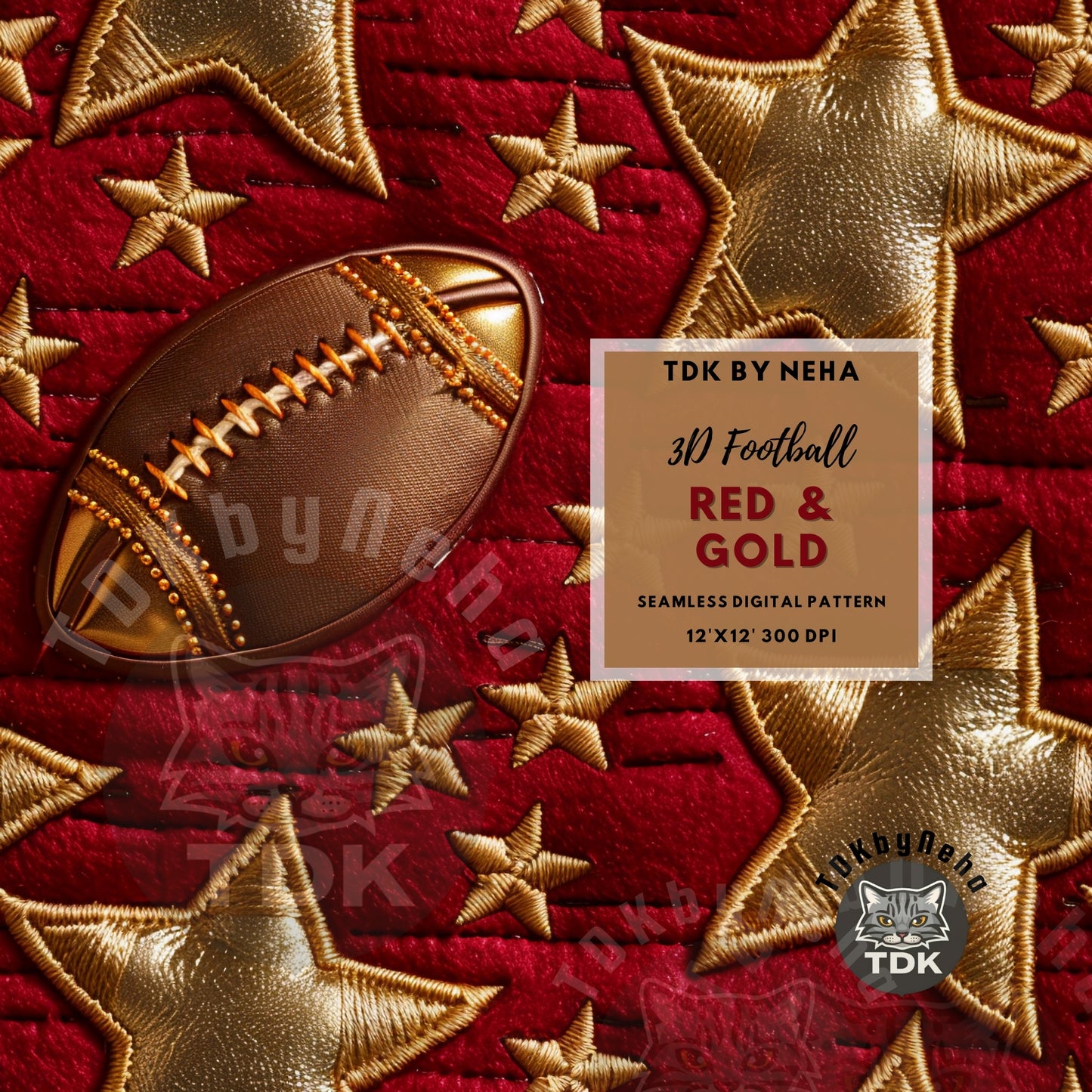 Red Gold American Football Seamless JPG