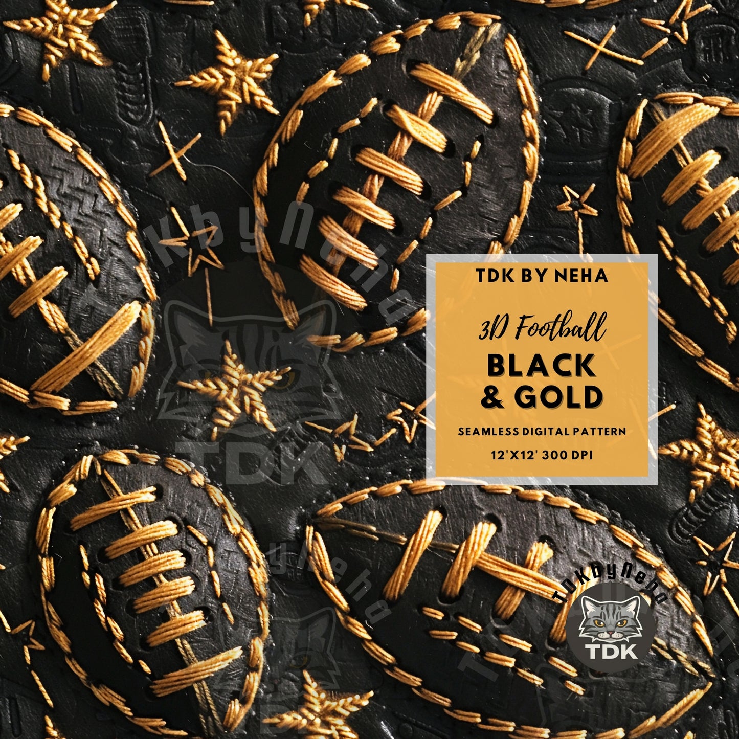 Black Gold American Football Seamless JPG