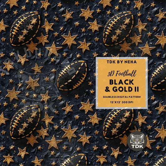 3D Black Gold American Football Seamless JPG