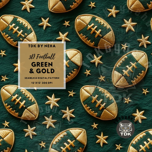 3D Green Gold American Football Seamless JPG