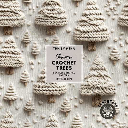 Christmas Neutral Ivory Crochet Christmas Tree Seamless JPG