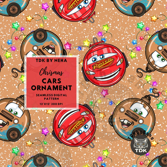 WEBSITE EXCLUSIVE - Christmas Cars Baubles Seamless Pattern (Neutral)