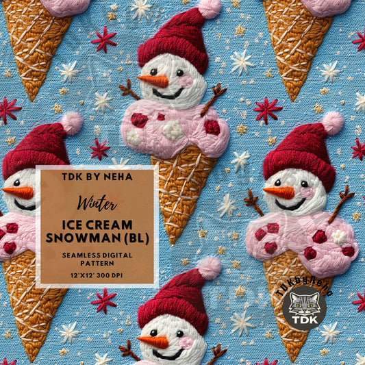 Winter Ice-cream Snowman Christmas Seamless JPG