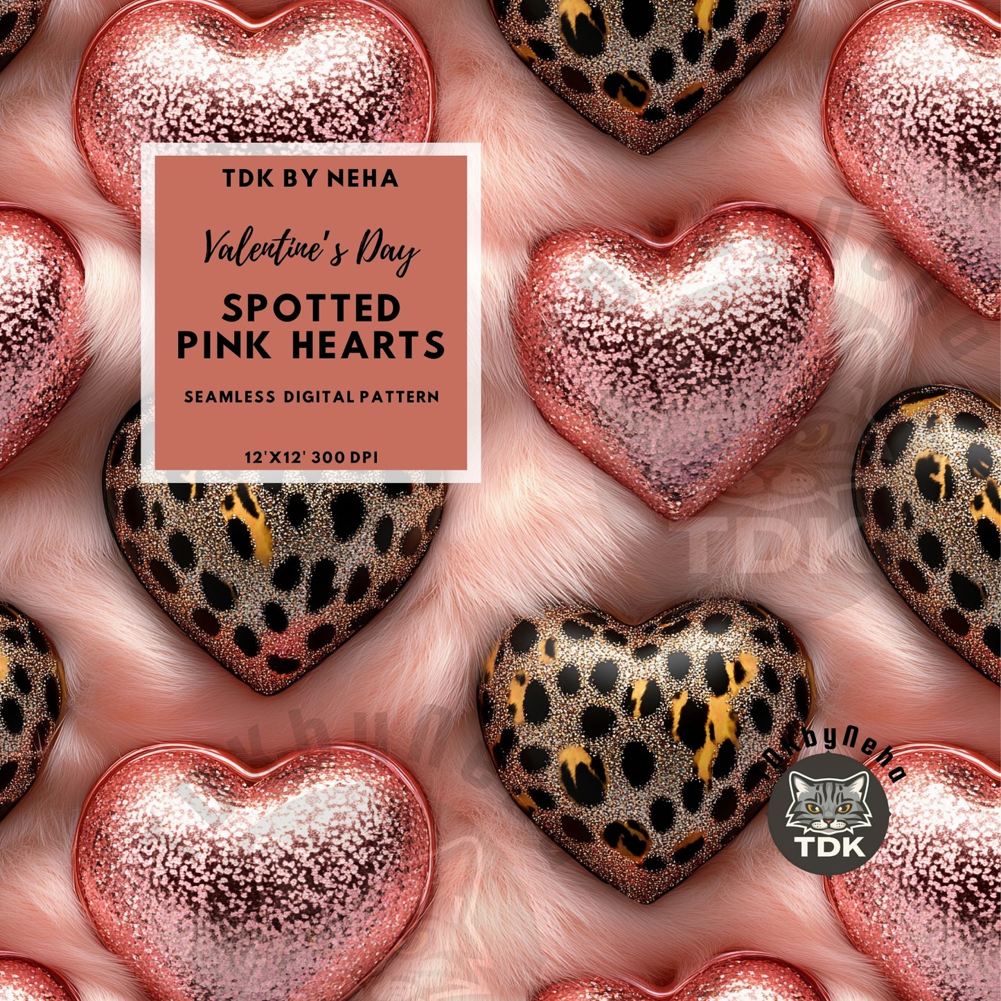 3D Spotted Hearts Seamless JPG (Pink)