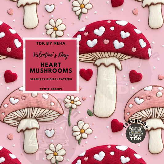 Heart Mushrooms Seamless JPG