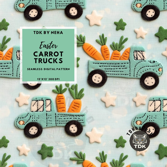 Easter Pastel Green Carrot Truck Seamless JPG