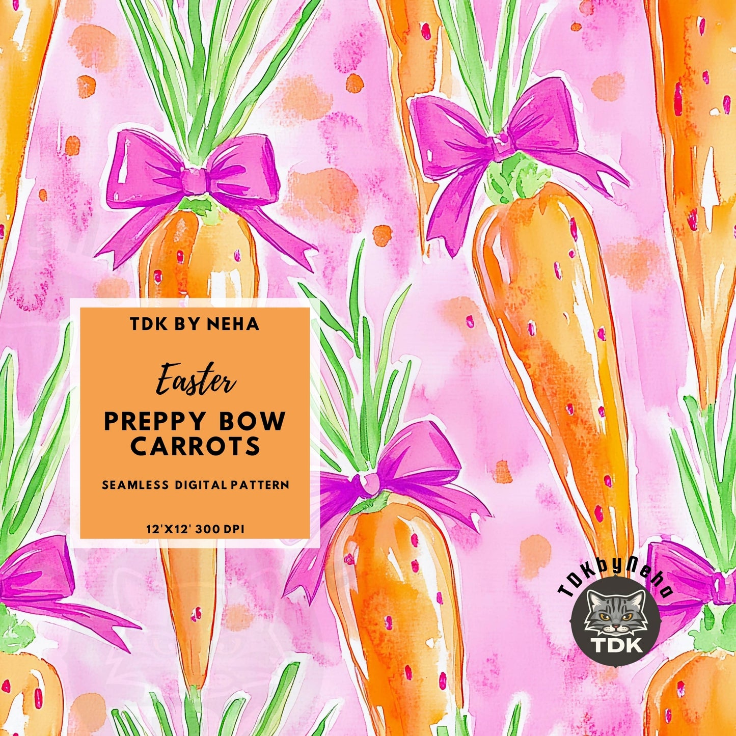 Preppy Pink Coquette Bow Carrots Seamless