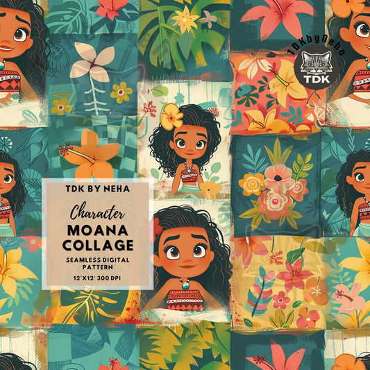 WEBSITE EXCLUSIVE - Tropical Moana Collage Seamless Pattern