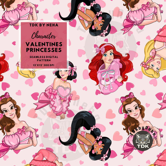 WEBSITE EXCLUSIVE - Valentines Princesses Seamless Pattern