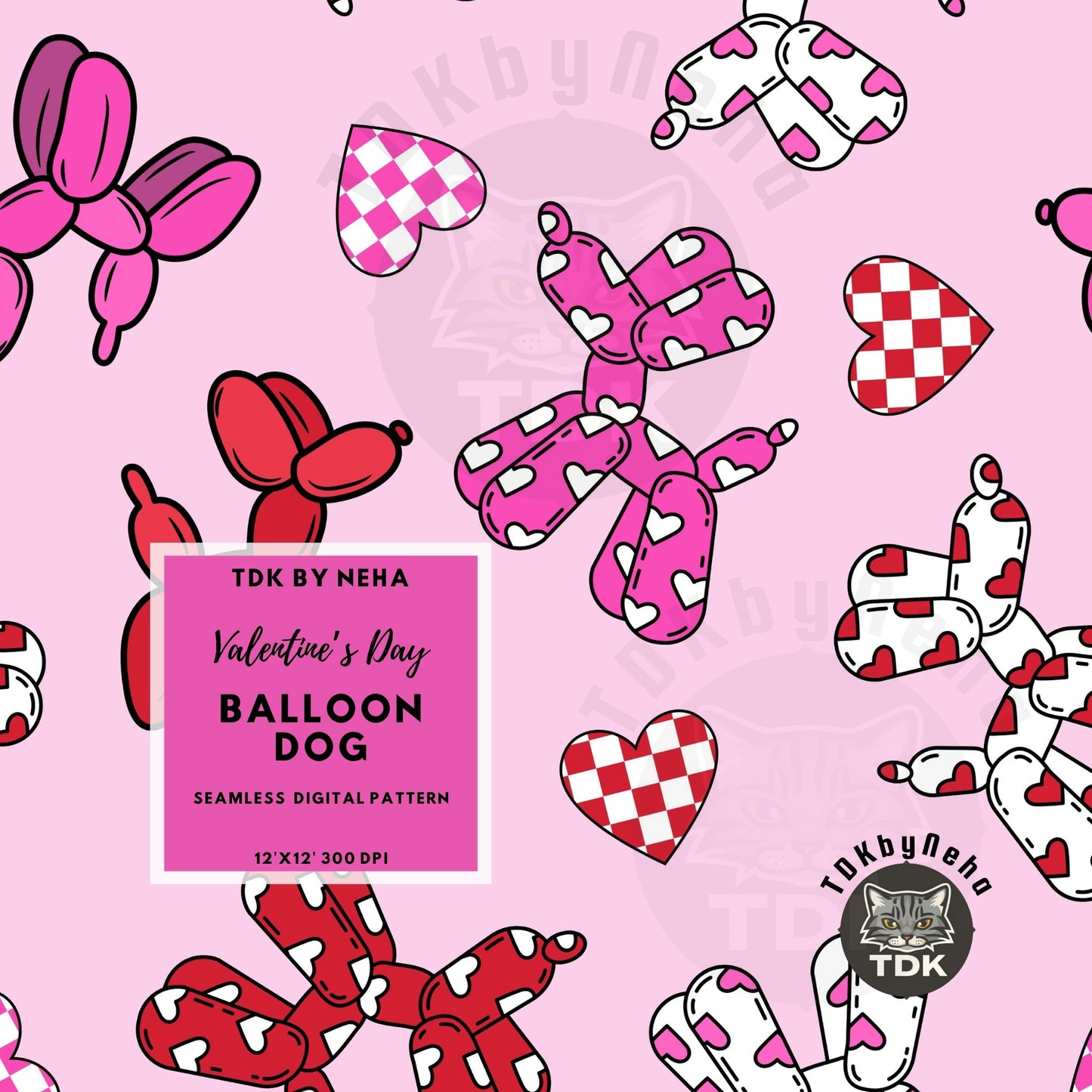 Vday Balloon Dog Seamless JPG (Pink)