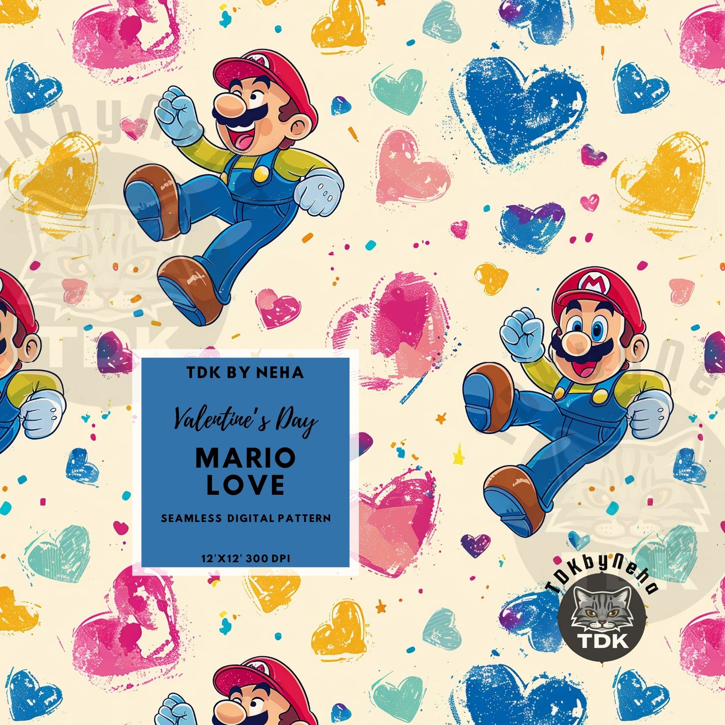 WEBSITE EXCLUSIVE - Vday Mario Seamless Pattern
