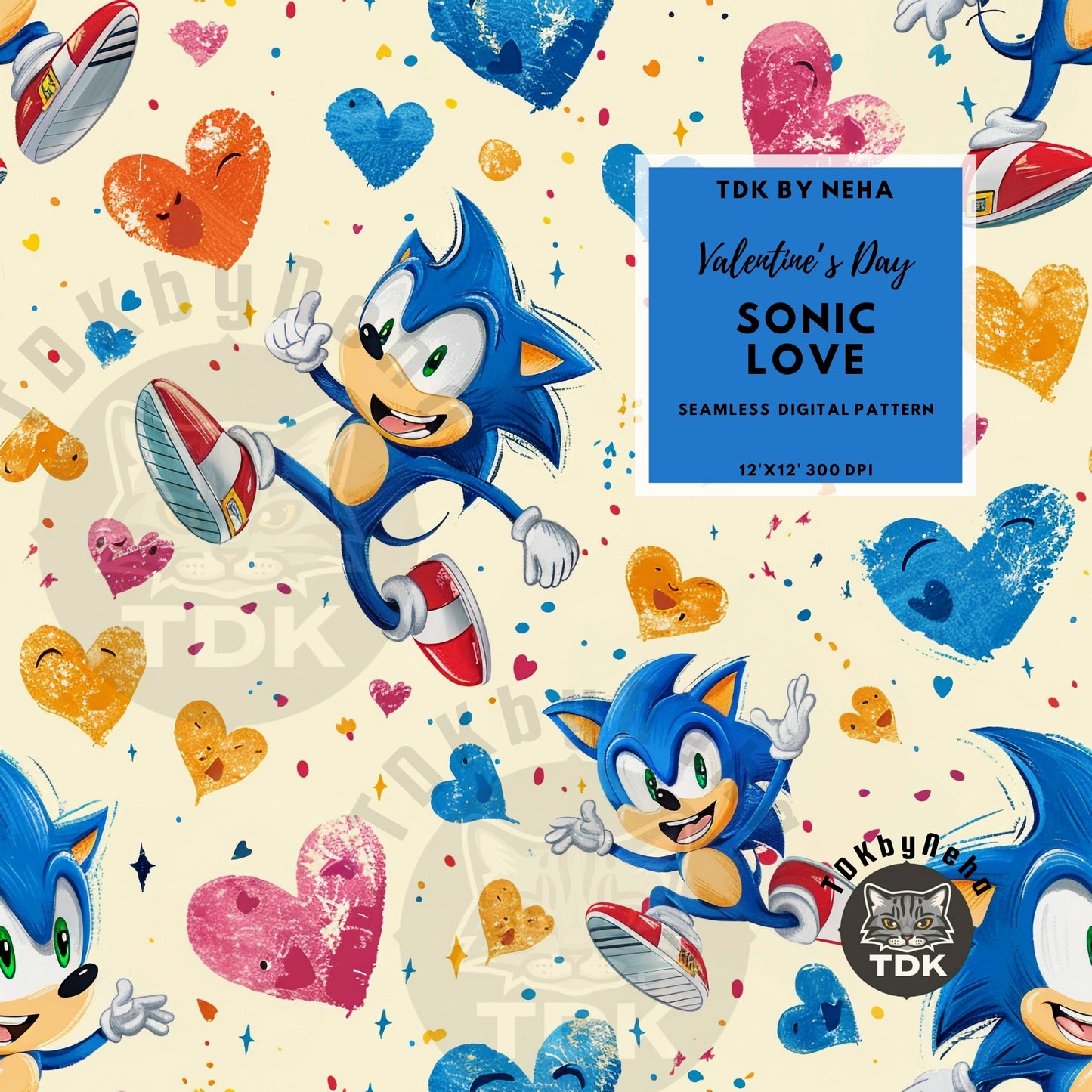 WEBSITE EXCLUSIVE - Vday Sonic Seamless Pattern