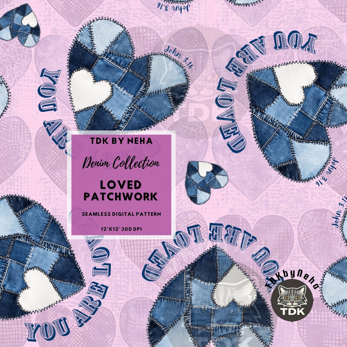 Denim You are Loved Seamless JPG (Lilac)