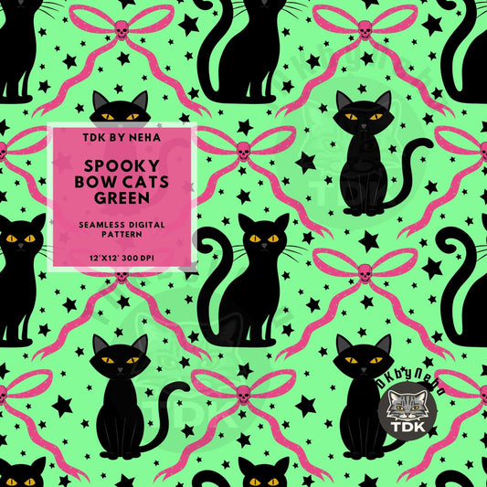 Coquette Black Cats Seamless PNG