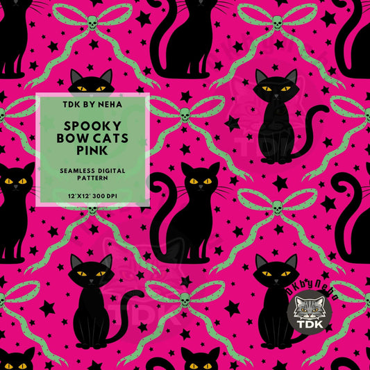 Coquette Black Cats Seamless PNG (Pink)
