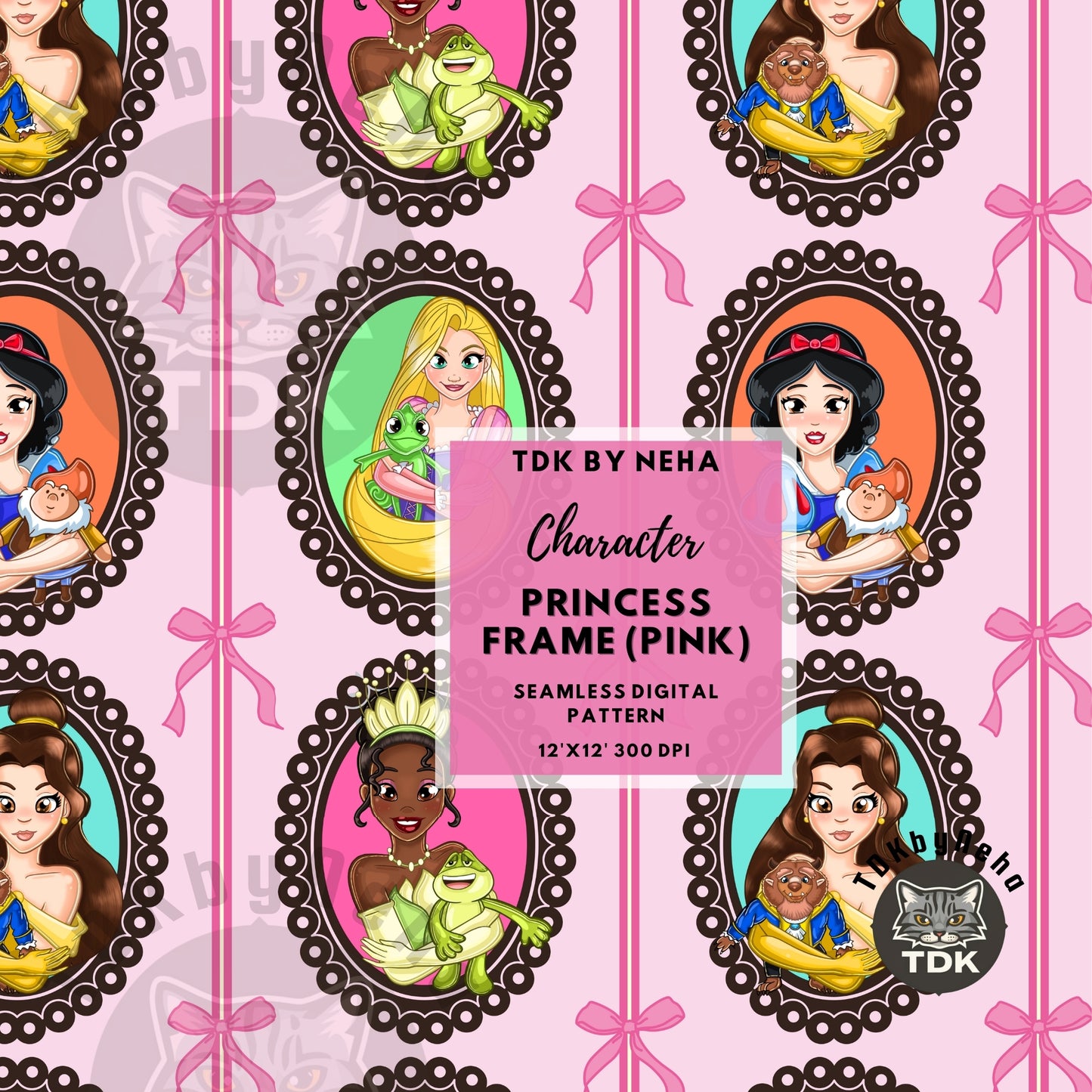 WEBSITE EXCLUSIVE - Princess Frames Seamless Pink
