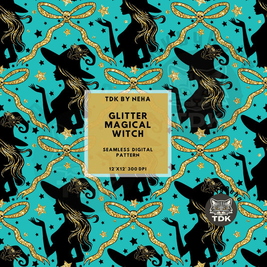 Coquette Glitter Magical Witch Seamless PNG