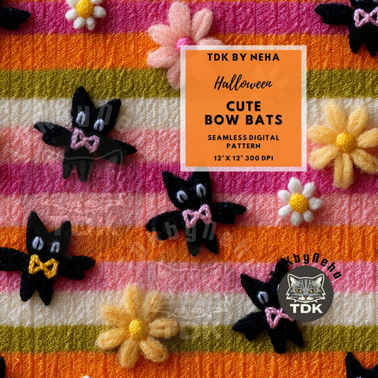 Halloween Bow Bats Seamless JPG