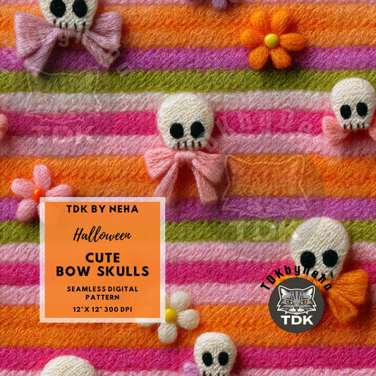 Halloween Bow Skulls Seamless JPG