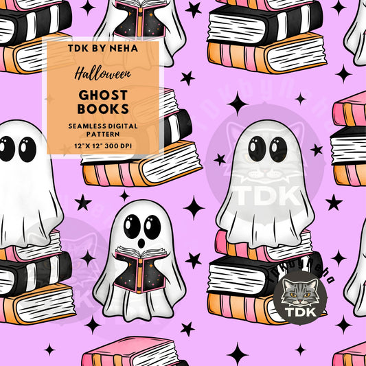 Ghost Books Seamless PNG (Lilac)