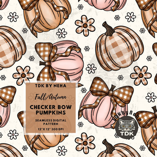 Coquette Bow Floral Pumpkin Seamless PNG (Cream)