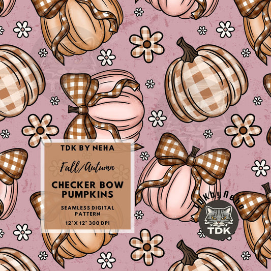 Coquette Bow Floral Pumpkin Seamless PNG (Dusty Lilac)