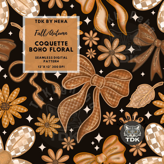 Floral Coquette Bow Seamless PNG
