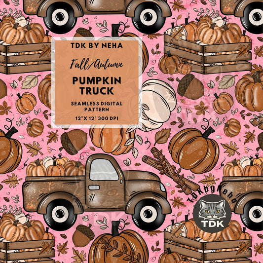 Fall Pumpkin Truck Seamless (Dusty Pink)