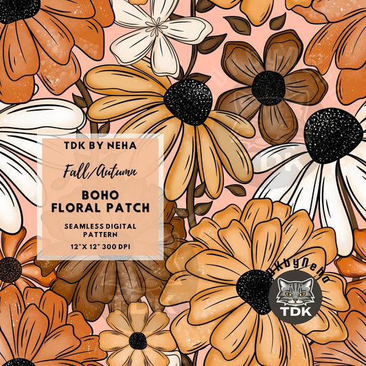 Fall Florals Seamless PNG (Pink)